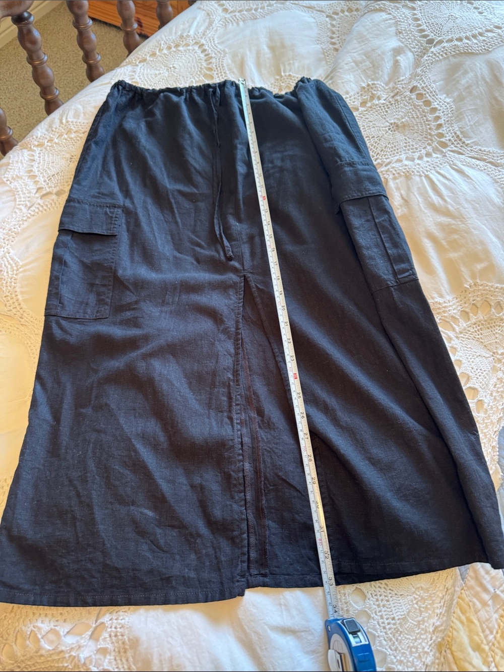 Gap Black Women's Midi Skirt with Front Slit linen blend